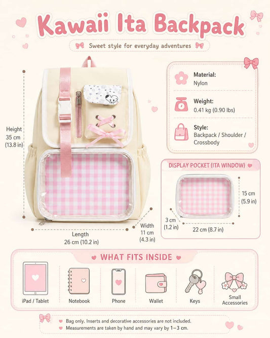 Itamoon Ita Bag – Cute Kawaii Bow Clear Window Backpack