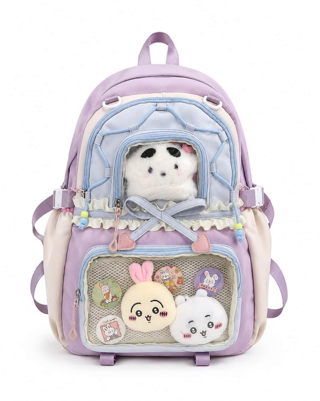 Itamoon Ita Bag Backpack – Cute Kawaii Lace-Up Double Clear Window Backpack