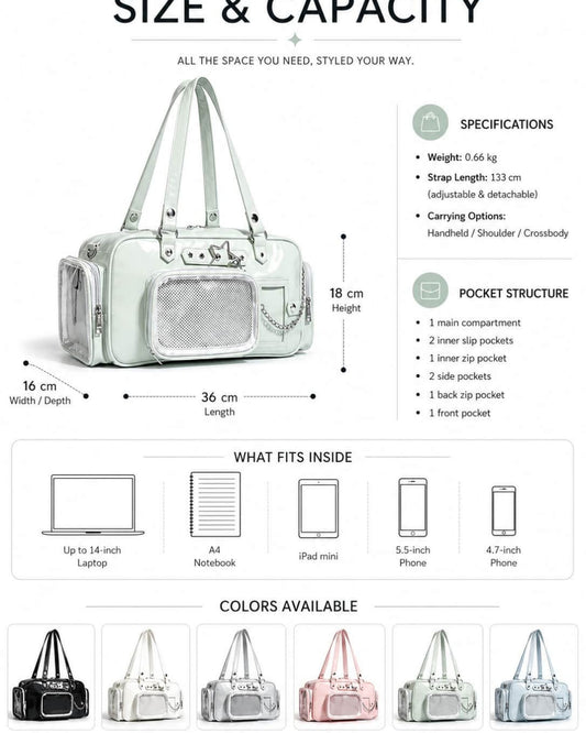 Itamoon Ita Bag – Cute Kawaii Star Pocket Boston Shoulder Bag