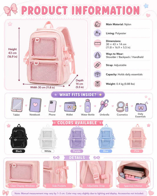 Itamoon Kawaii Ita Bag Backpack with Double Display Windows