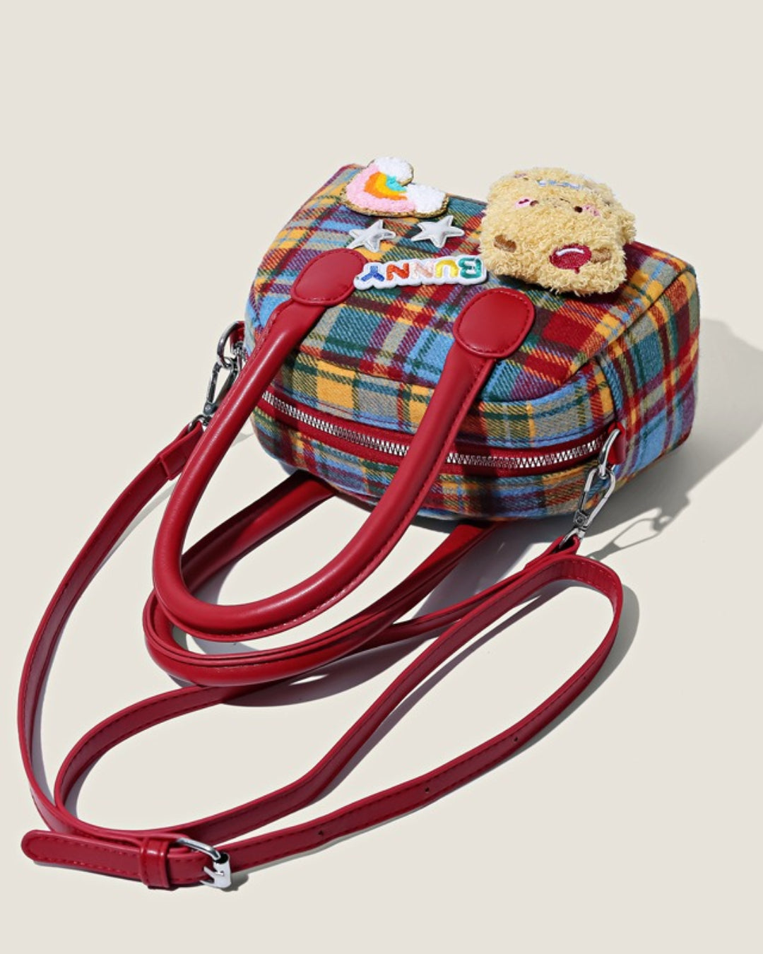 Itamoon Colorful Plaid Mini Boston Handbag Bag