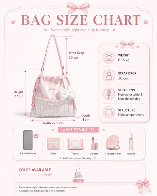 Itamoon Bow Bag – Cute Kawaii Pink Stripe Shoulder Bag
