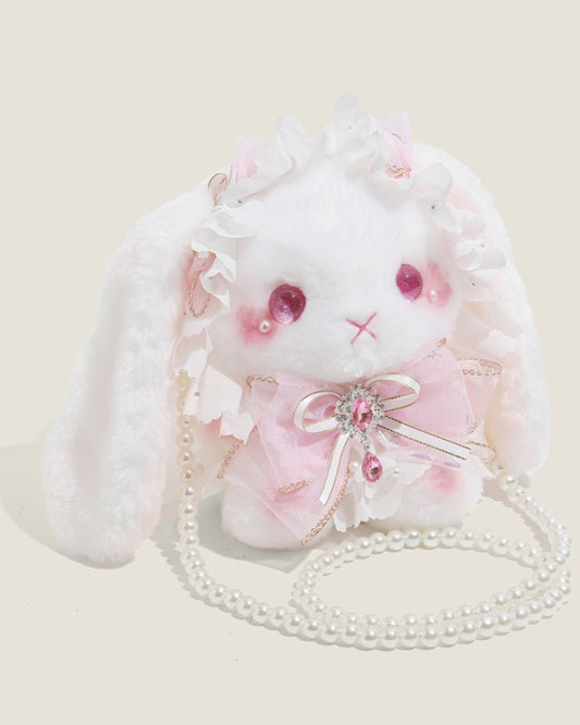 Itamoon Lolita Plush Pink Pearl Chain Bunny Bag