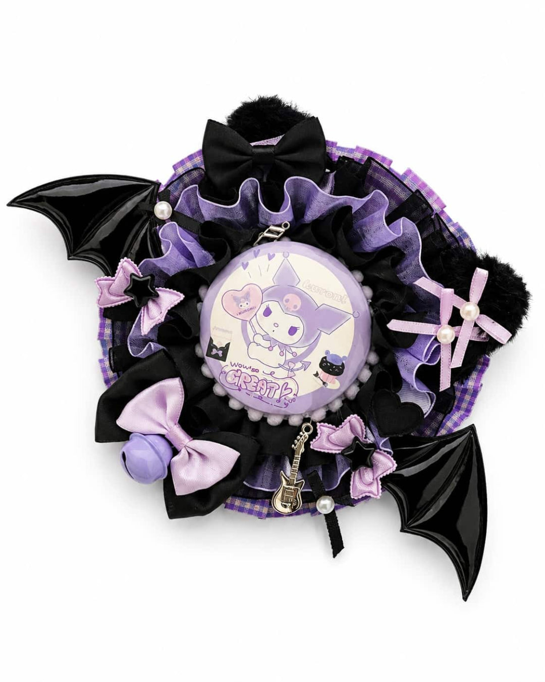 Itamoon Holder – Gothic Bat Wing Ita Badge Rosette