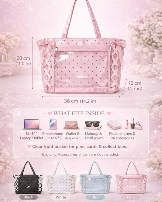 Itamoon Polka Dot Ribbon Satin Ita Bag