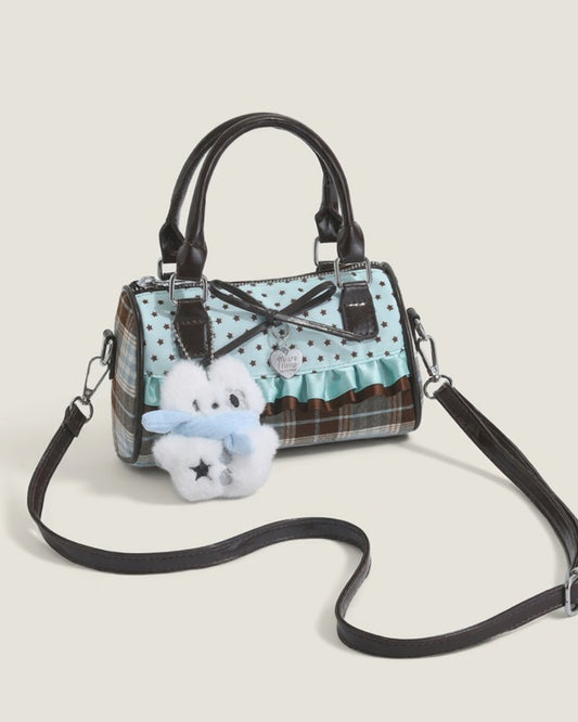 Itamoon Kawaii Star Plaid Mini Boston Bag