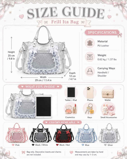 Itamoon Ita Bag – Cute Kawaii Ruffle Bow Clear Window Shoulder Bag