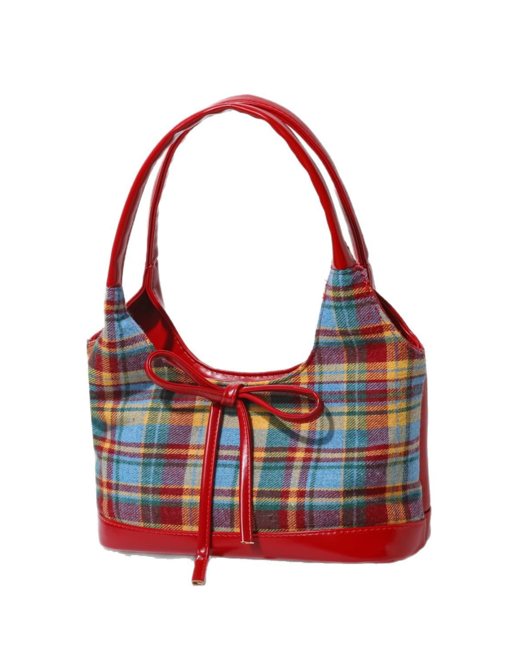 Itamoon Kawaii Handbag Plaid Cute Bow Tote