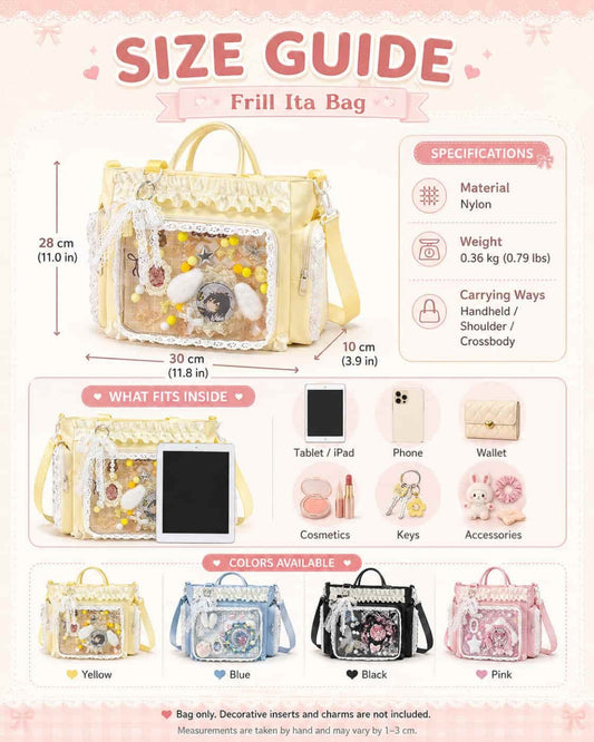 Itamoon Ita Bag – Cute Kawaii Frill Lace Clear Window Tote Bag