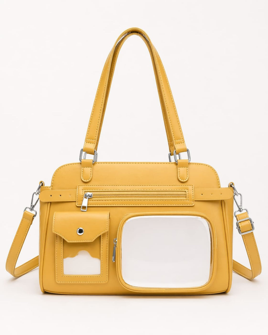 Itamoon Vintage Glossy Ita Bag Handbag with Clear Display Pockets