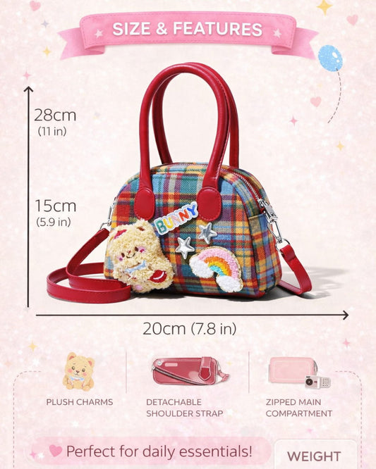 Itamoon Colorful Plaid Mini Boston Handbag Bag