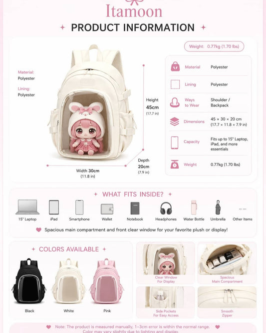 Itamoon Large Kawaii Ita Bag Backpack with Display Window