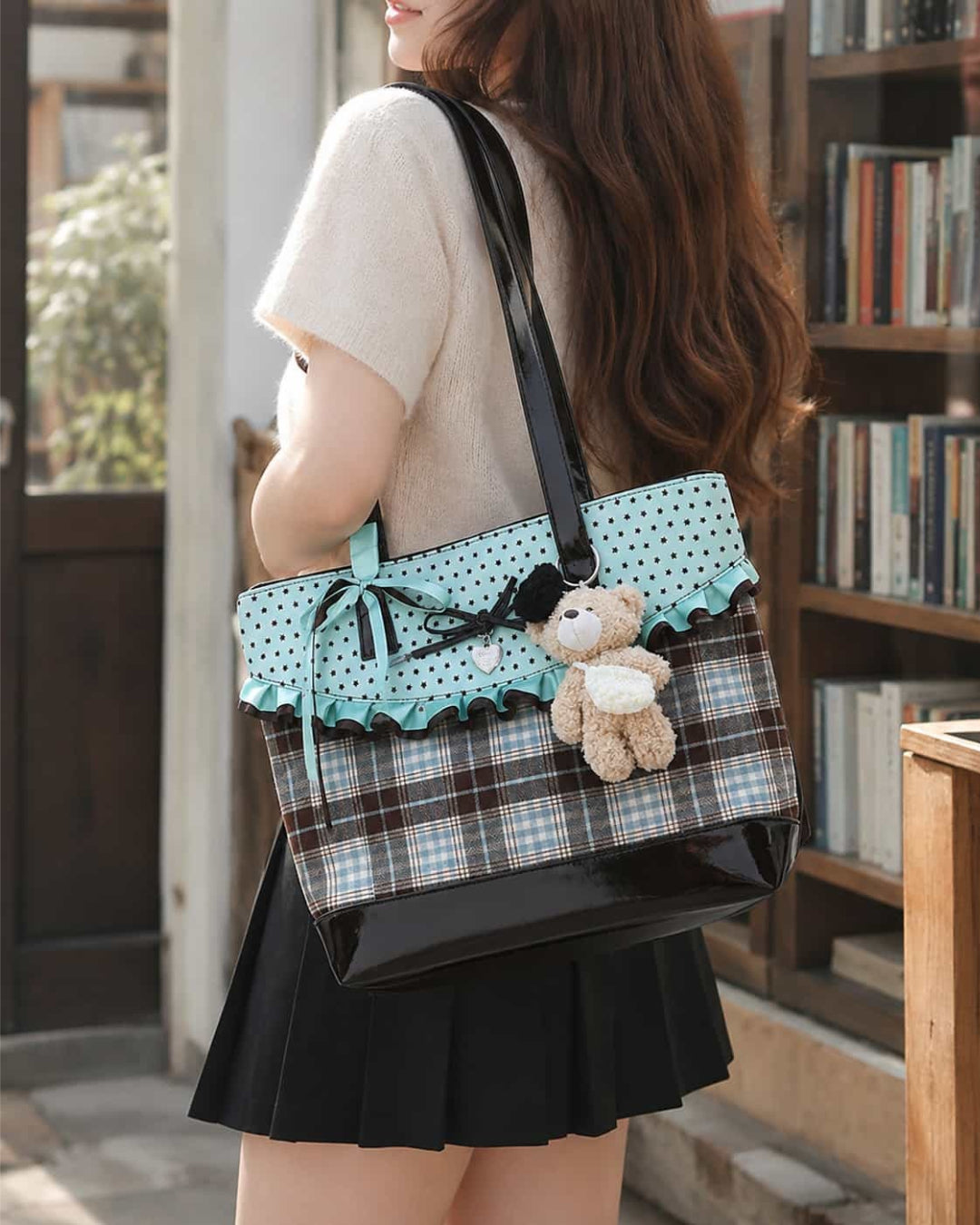 Itamoon Ita Bag – Cute Kawaii Plaid Ruffle Tote Bag
