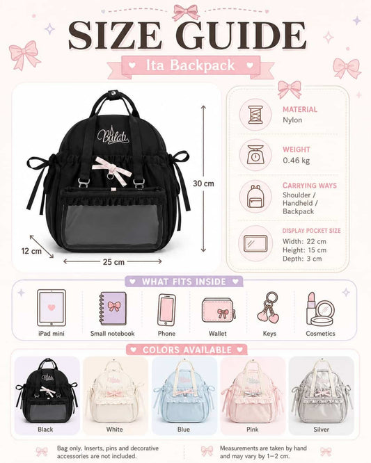 Itamoon Ita Bag – Cute Kawaii Ruffle Clear Window Backpack