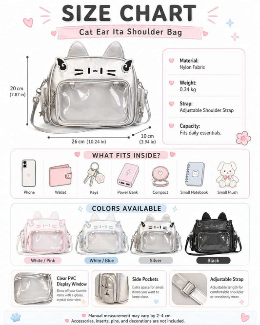 Itamoon Ita Bag – Cute Kawaii Cat Ear Clear Window Crossbody Bag