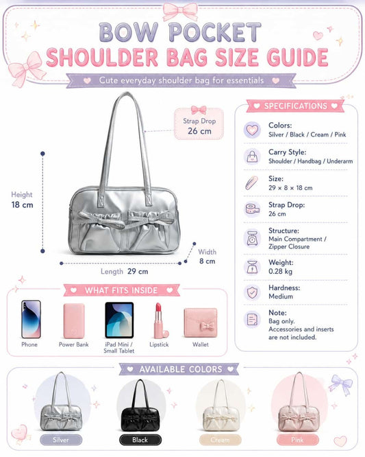 Itamoon Bow Shoulder Bag – Cute Kawaii Mini Baguette Handbag