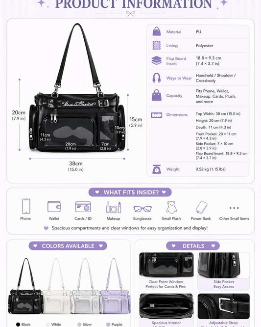 Itamoon Kawaii Ita Bag Handbag with Clear Display Window