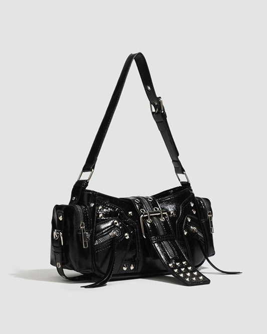 GyaruLab Black Studded Rokku Shoulder Bag - GyaruLab