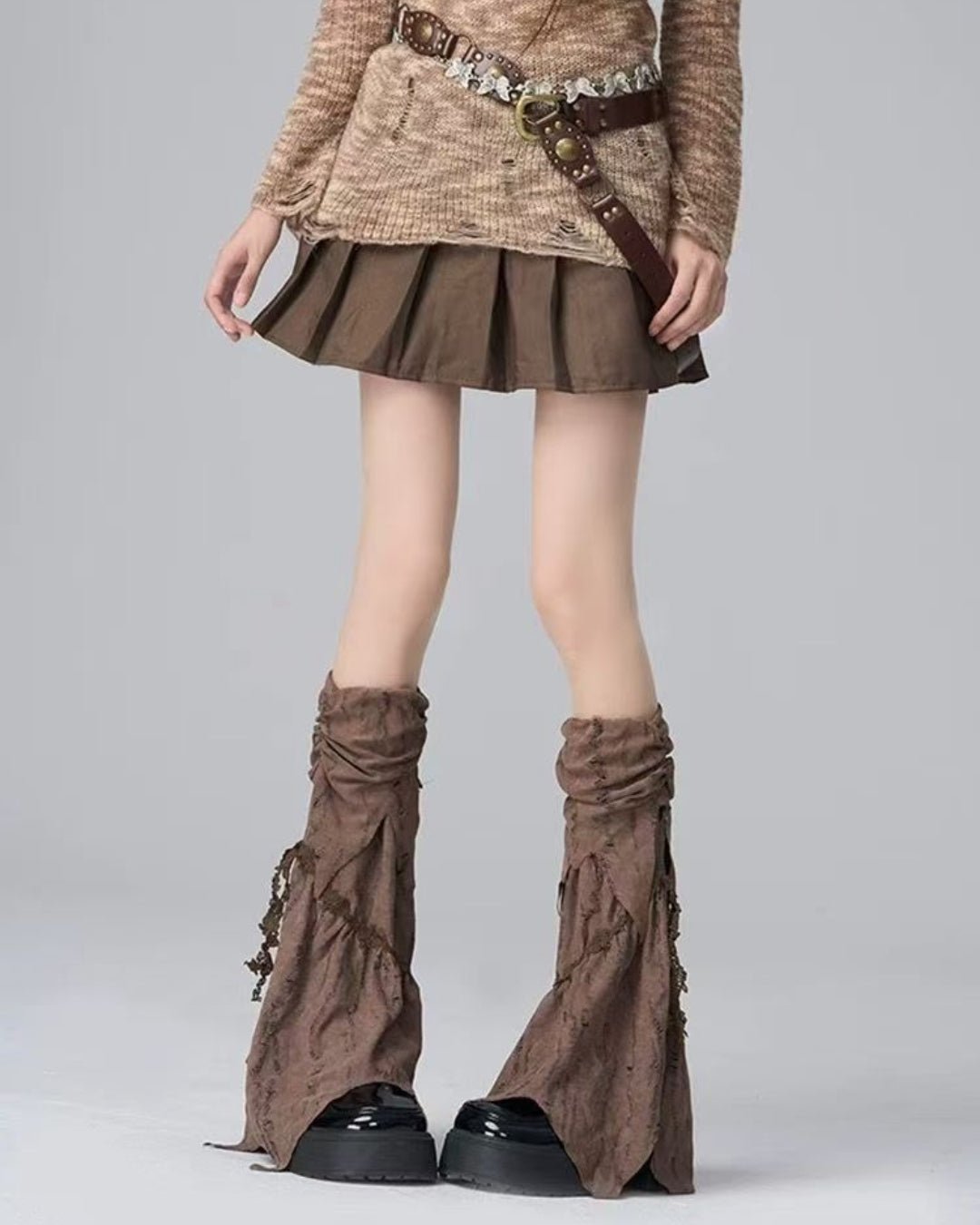 GyaruLab Distressed Layered Leg Covers - Y2K Grunge - GyaruLab