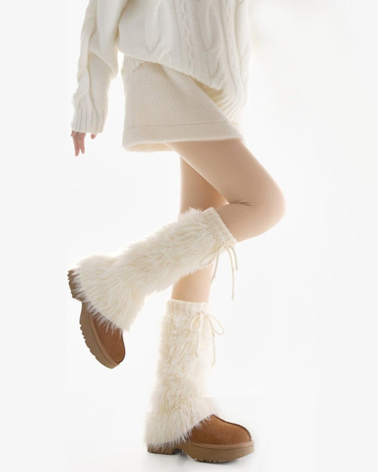 GyaruLab Fluffy Knit Leg Warmers - GyaruLab