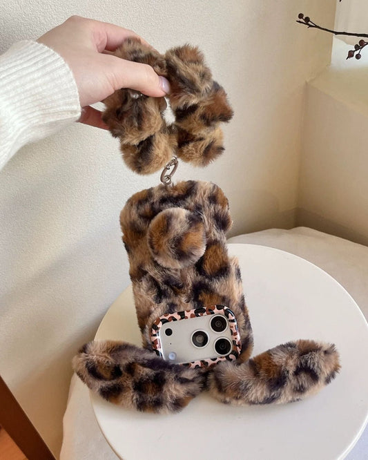 GyaruLab Fluffy Leopard Bunny Phone Case - GyaruLab