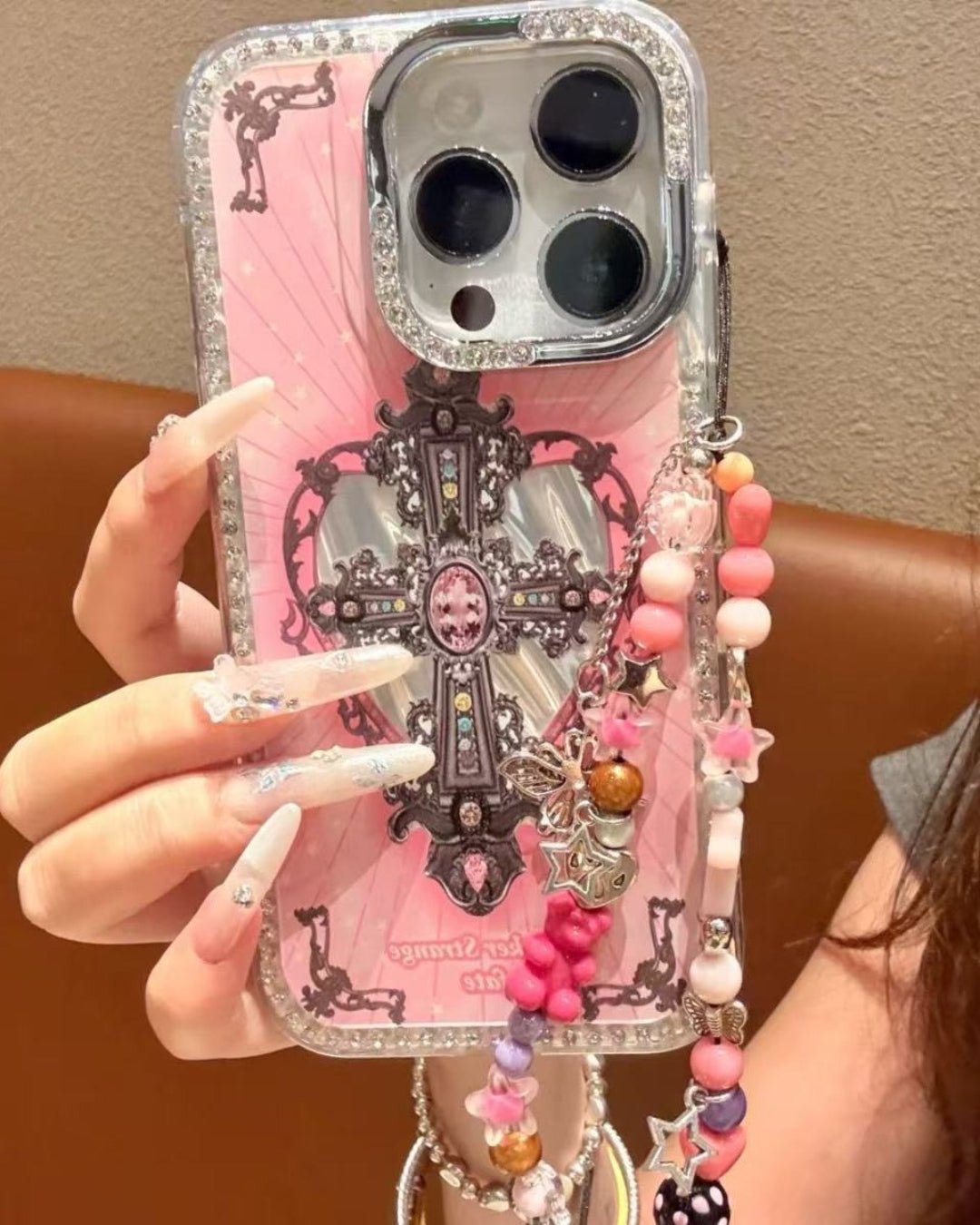 GyaruLab Gothic Cross Rhinestone iPhone Case - GyaruLab
