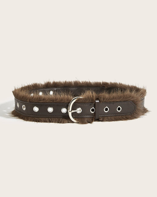 GyaruLab Onee Gyaru Fur Trim Waist Belt - GyaruLab