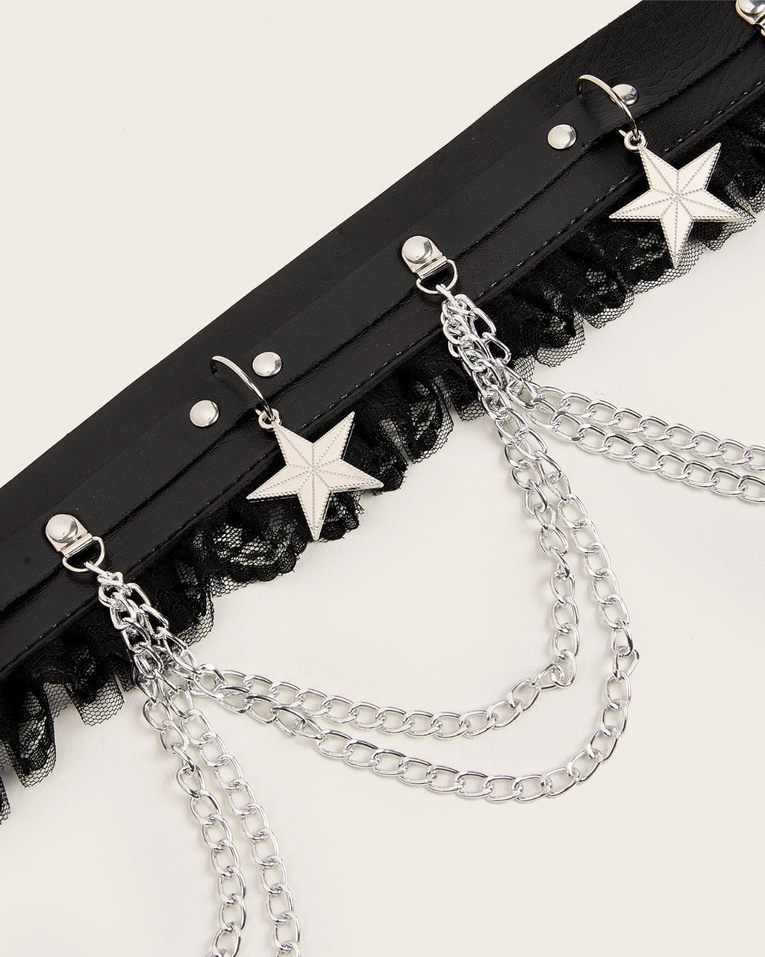 GyaruLab Punk Chain Lace Waist Belt - GyaruLab