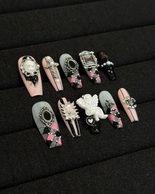 GyaruLab "Requiem" Gothic Angel & Frame Nails - GyaruLab