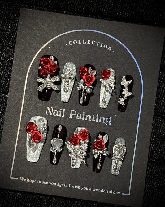 GyaruLab Rose Jewel Press-On Nails - GyaruLab