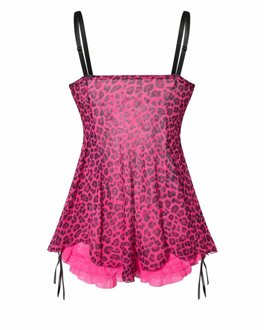 GyaruLab Sexy Lace Stitching Top Gothic Leopard Mesh Cami - GyaruLab