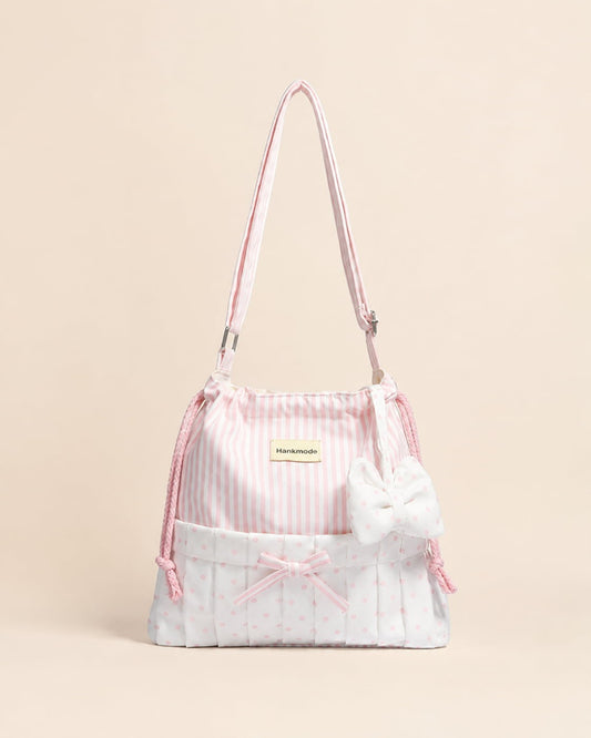 Itamoon Bow Bag – Cute Kawaii Pink Stripe Shoulder Bag