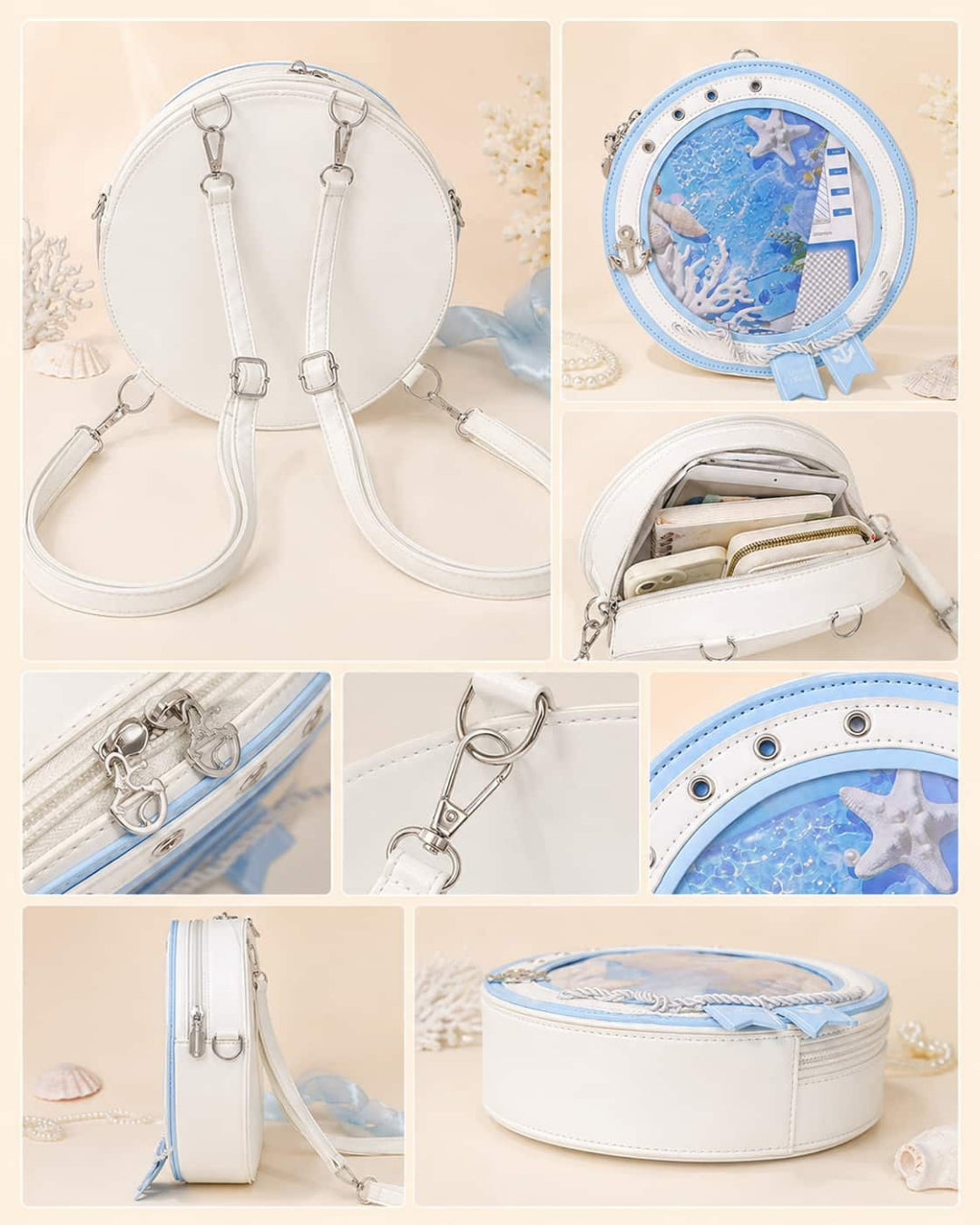 Itamoon Ita Bag – Cute Kawaii Round Sailor Clear Window Bag