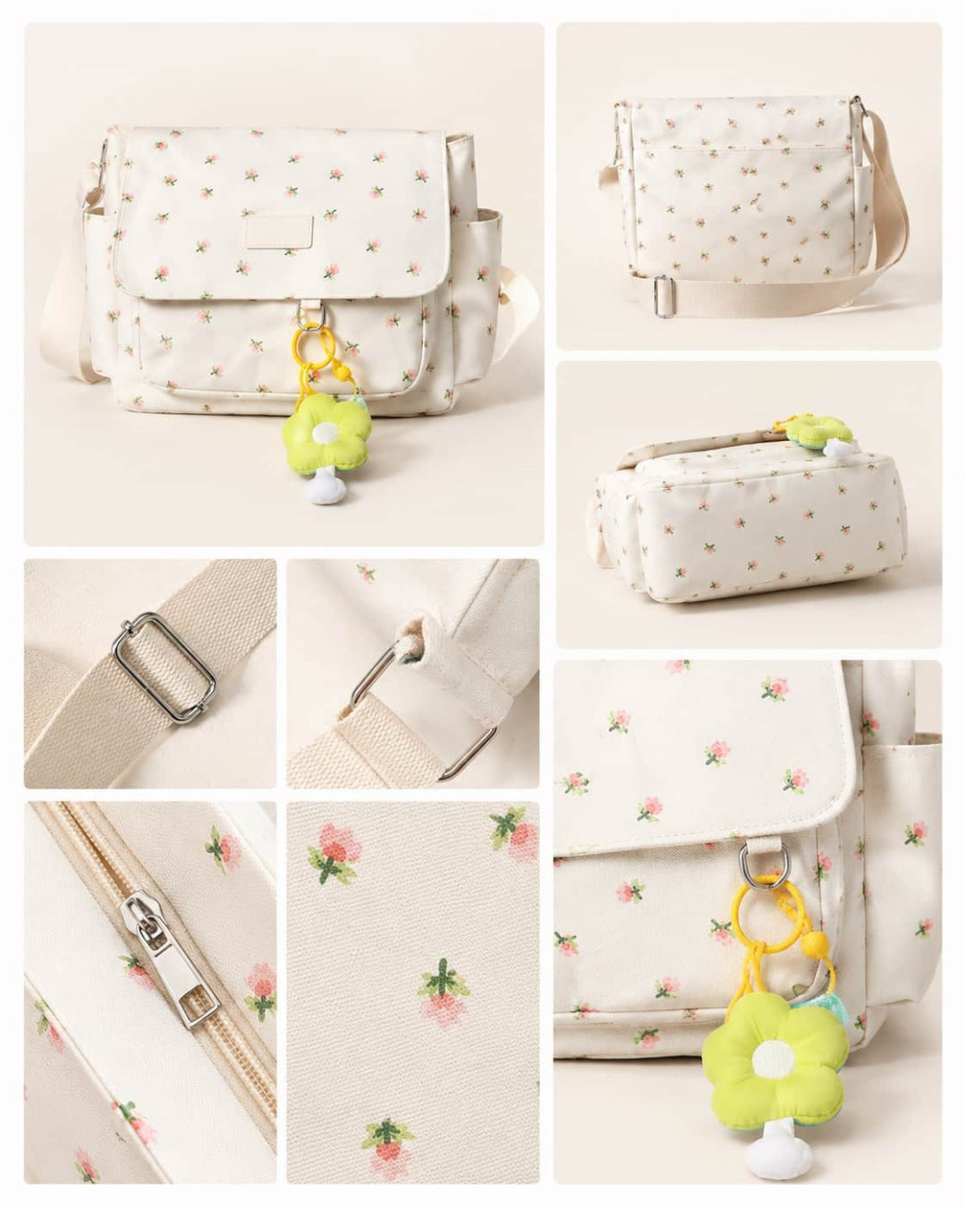 Itamoon Floral Canvas Shoulder Bag – Cute Kawaii Crossbody Bag