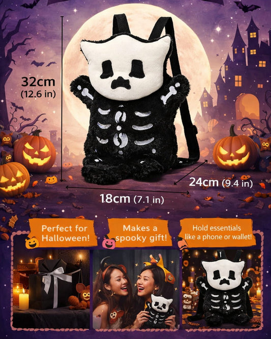 Itamoon Halloween Plush Skeleton Bag – Kawaii Spooky Backpack