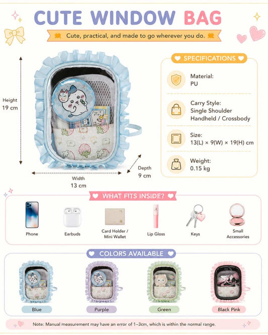 Itamoon Ita Bag – Cute Kawaii Mini Ruffle Clear Window Crossbody Bag