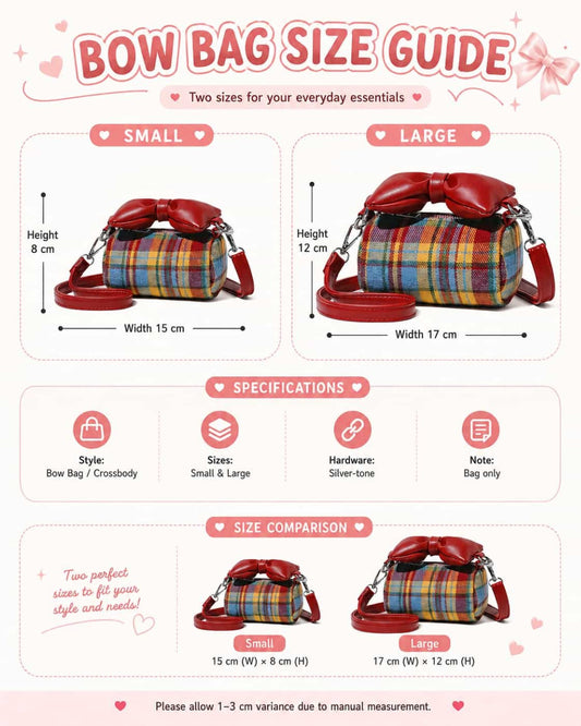Itamoon Plaid Bow Crossbody Bag – Cute Kawaii Mini Cylinder Bag