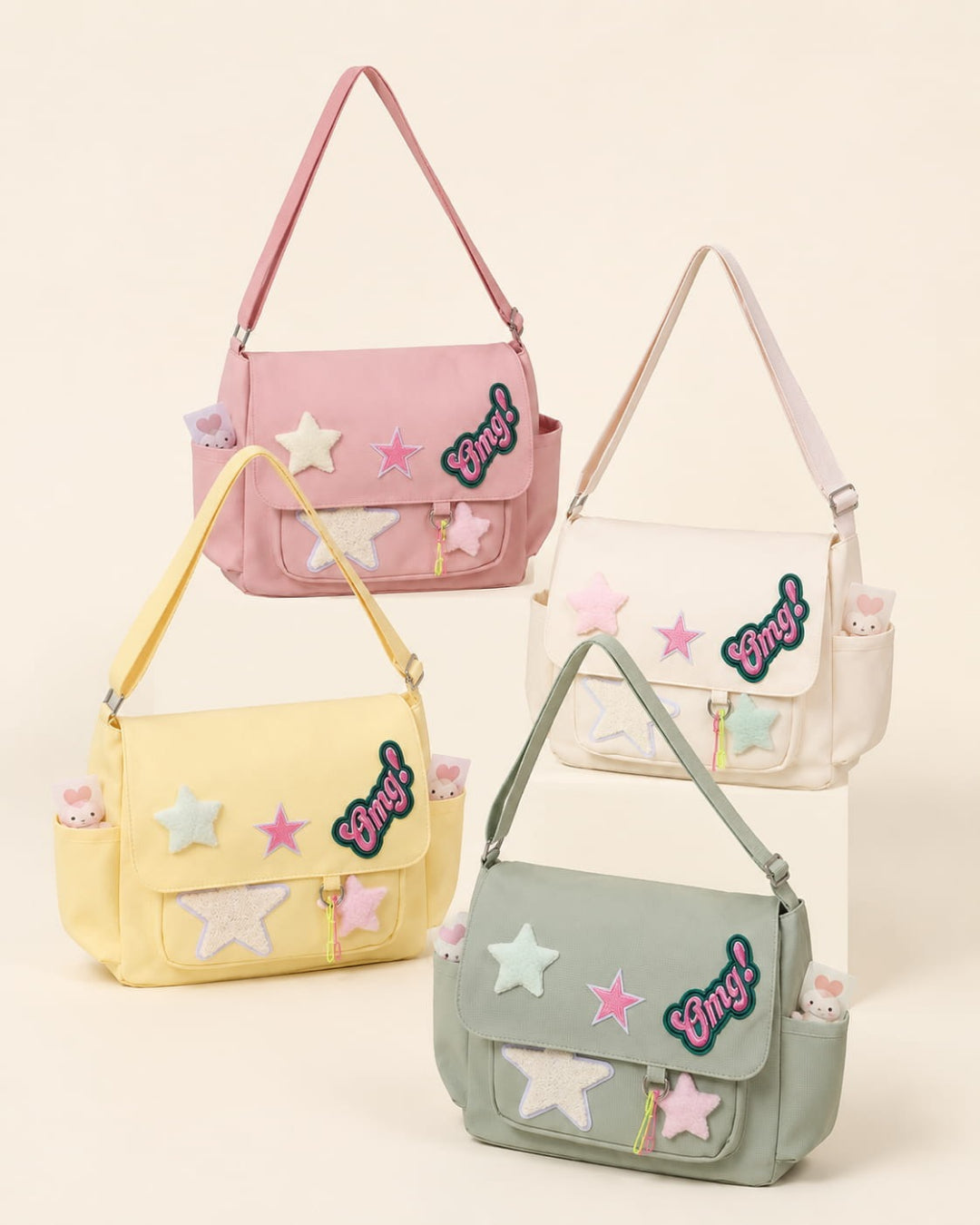 Itamoon Star Canvas Shoulder Bag – Cute Kawaii Pastel Crossbody Bag