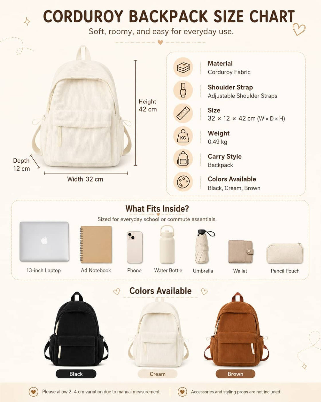 Itamoon Ita Bag – Cute Kawaii Corduroy Backpack