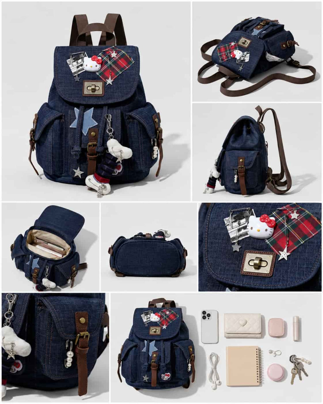 Itamoon Denim Backpack – Cute Kawaii Wasteland Patchwork Bag