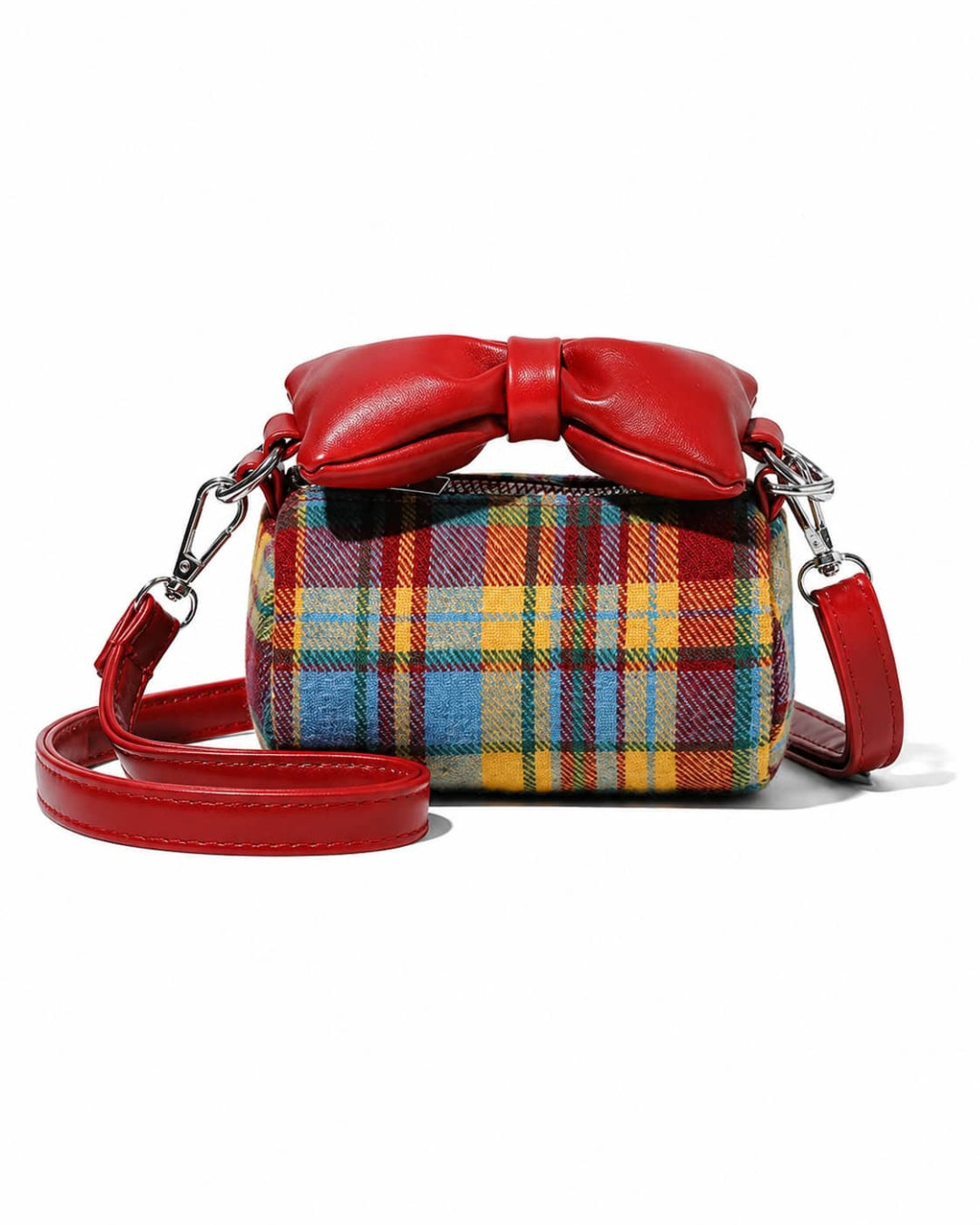 Itamoon Plaid Bow Crossbody Bag – Cute Kawaii Mini Cylinder Bag