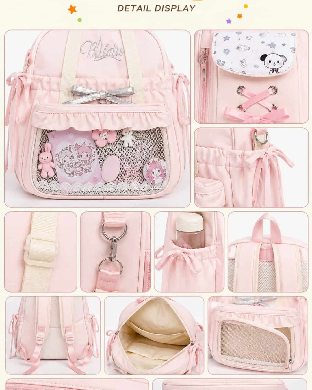 Itamoon Ita Bag – Cute Kawaii Ruffle Clear Window Backpack