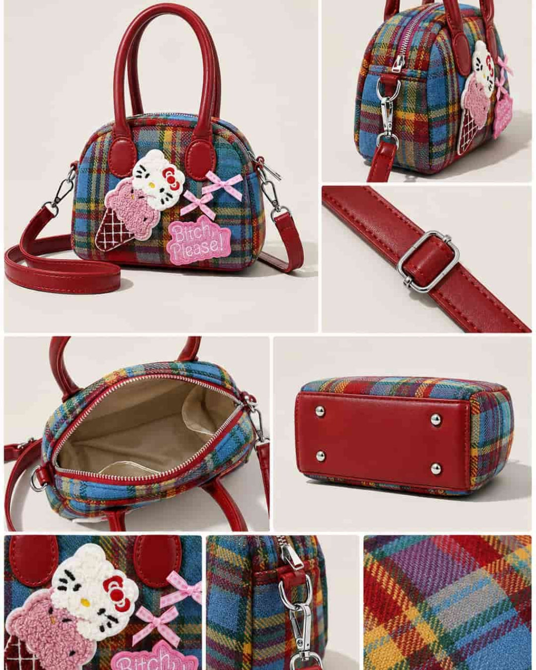 Itamoon Plaid Kawaii Handbag – Cute Cartoon Crossbody Bag
