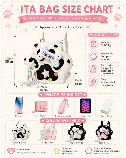 Itamoon Paw Bag – Cute Kawaii Plush Paw Shoulder Bag