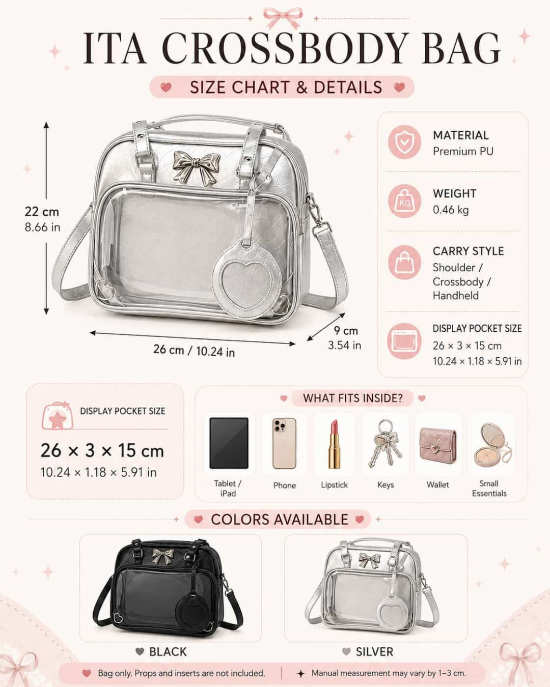 Itamoon Ita Bag – Cute Kawaii Bow Clear Window Shoulder Bag