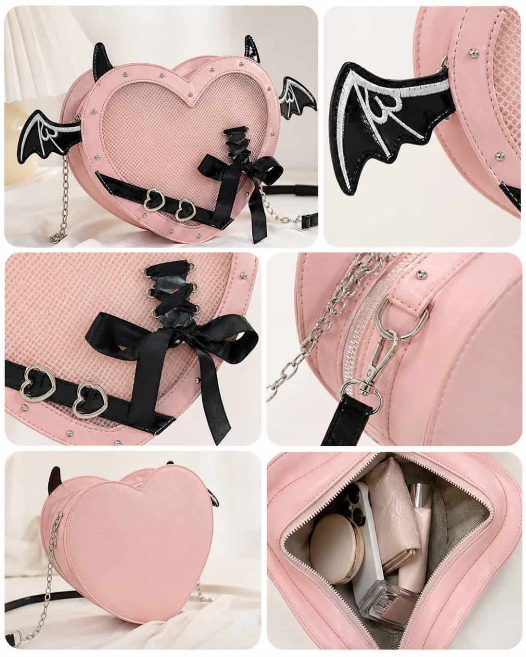 Itamoon Ita Bag – Cute Kawaii Heart Bat Wing Clear Window Bag