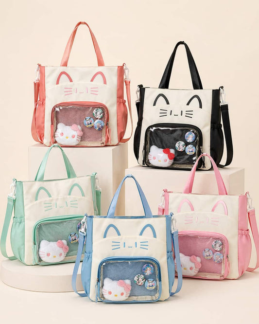 Itamoon Kawaii Nylon Tote Bag with Crossbody Strap