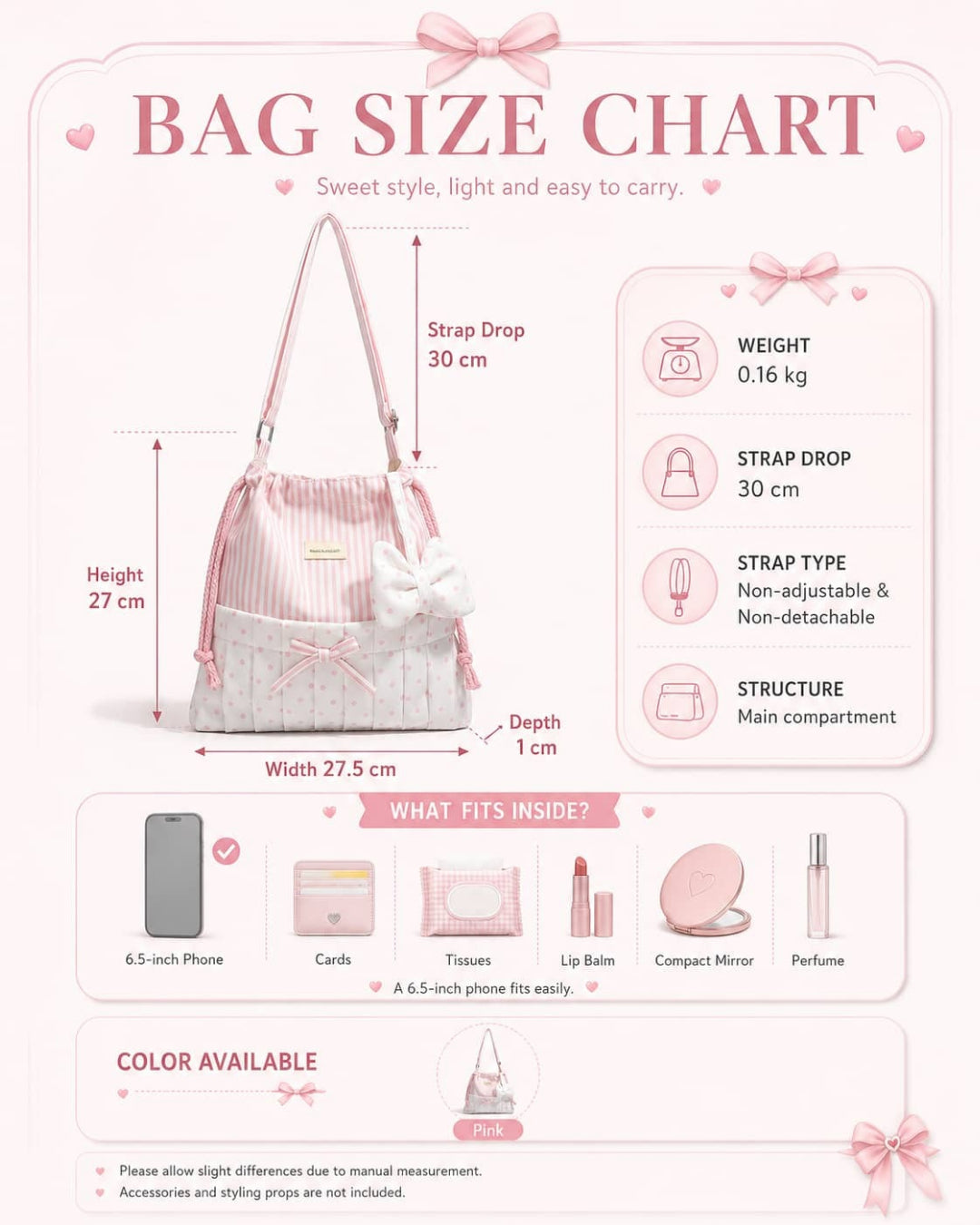 Itamoon Bow Bag – Cute Kawaii Pink Stripe Shoulder Bag