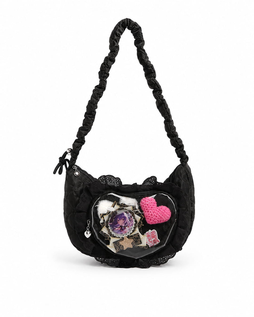Itamoon Ita Bag – Cute Kawaii Ruffle Crescent Clear Window Shoulder Bag
