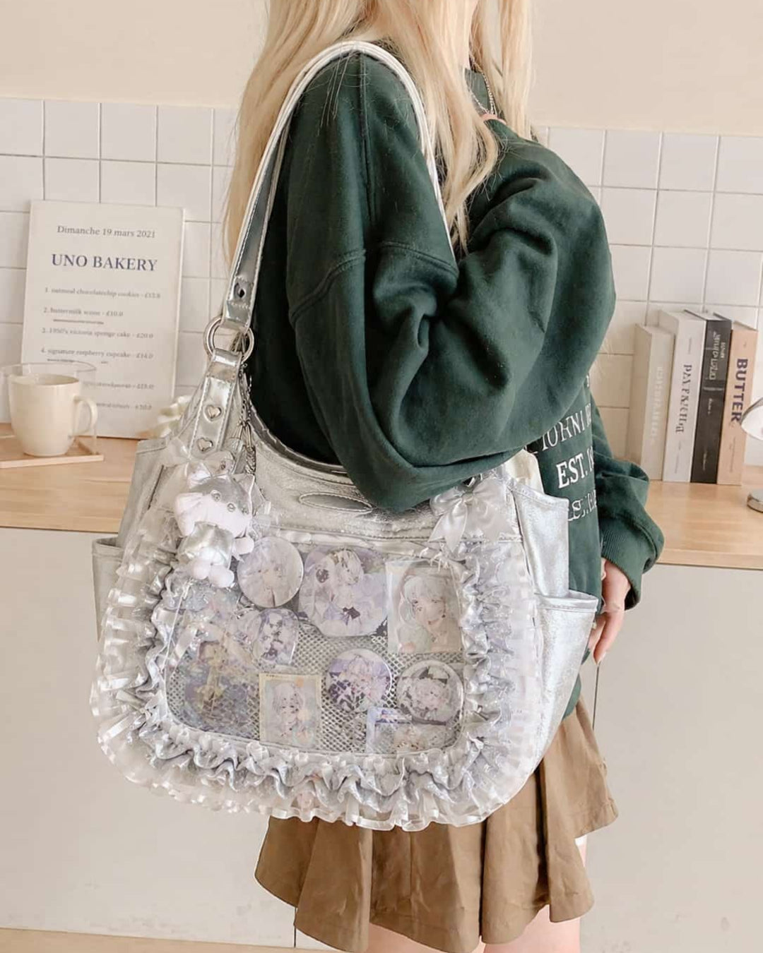 Itamoon Ita Bag – Cute Kawaii Ruffle Bow Clear Window Shoulder Bag